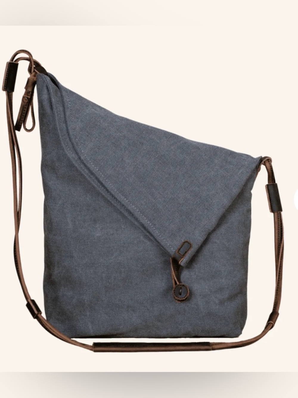 Nordlicht Grey and Brown Canvas and Leather Sling Bag
